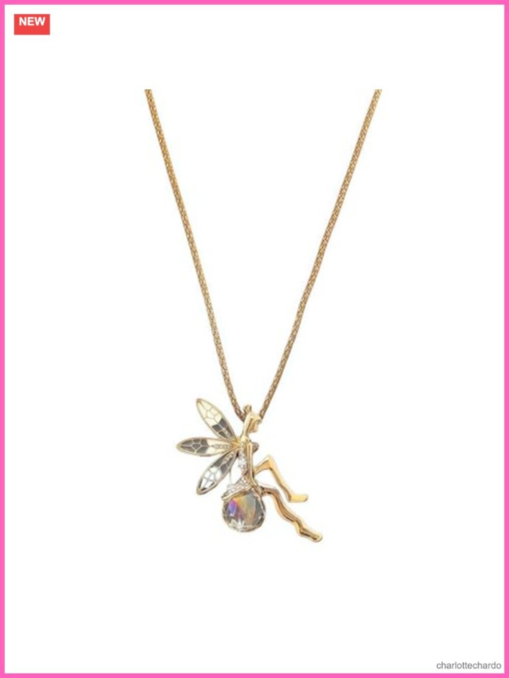Fairy Angel Wings Pendant Necklace Zinc Alloy Gold Finish Boho